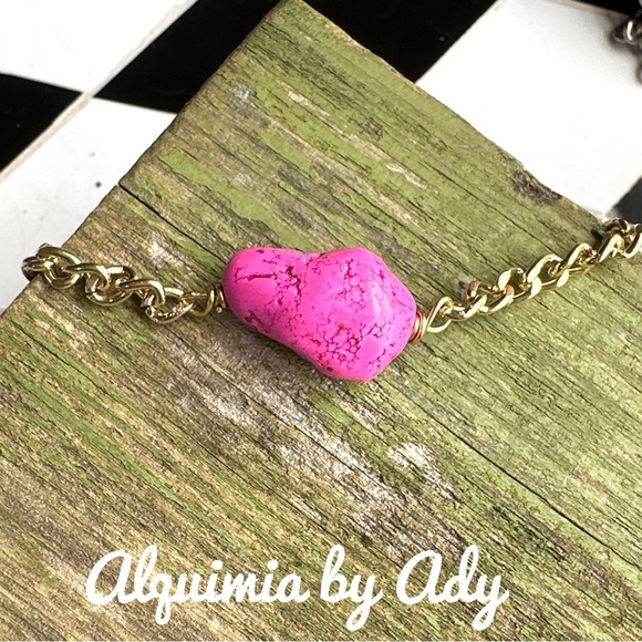 Huge red Turquoise pendant gold necklace/maximalist chunky - Picture 1 of 6